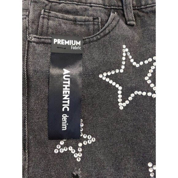 Simple Society Black distressed raw hem straight super high rise jeans Size 17/3 - Picture 10 of 13